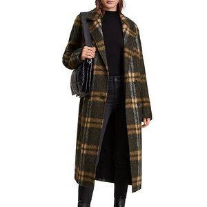 ALLSAINTS Ensley Wool-Blend Check Coat - Dark Khaki Green
